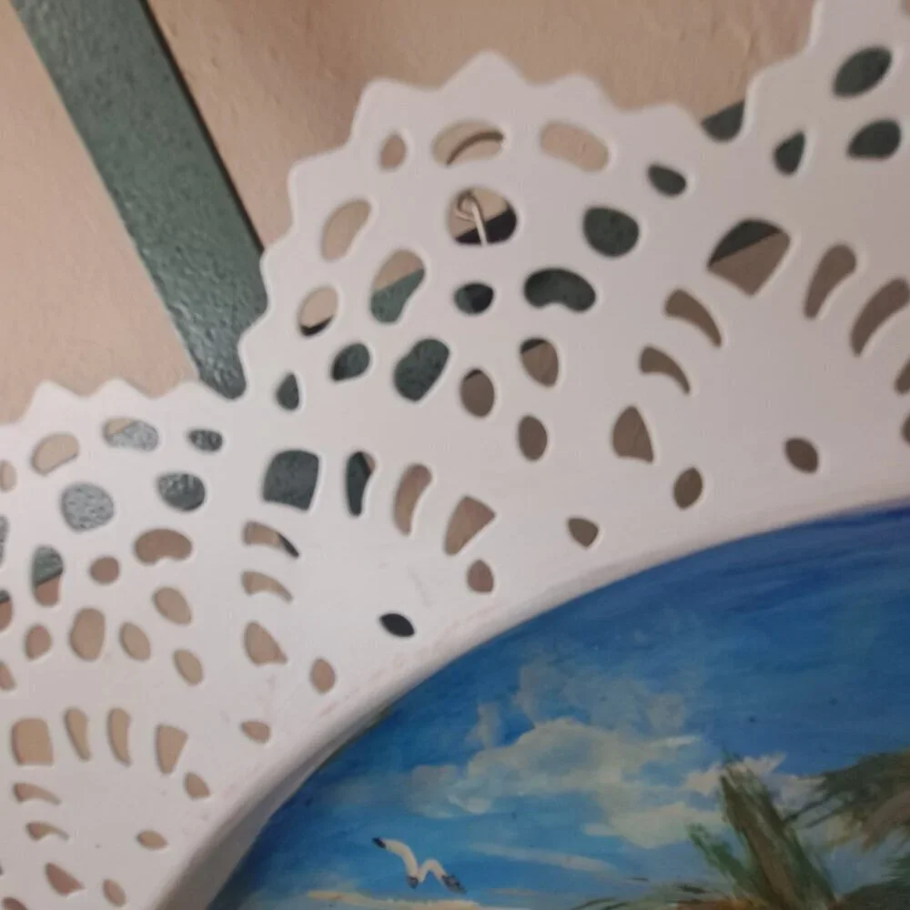 Hand Painted Filigree Edged Tray Multicolor Signed